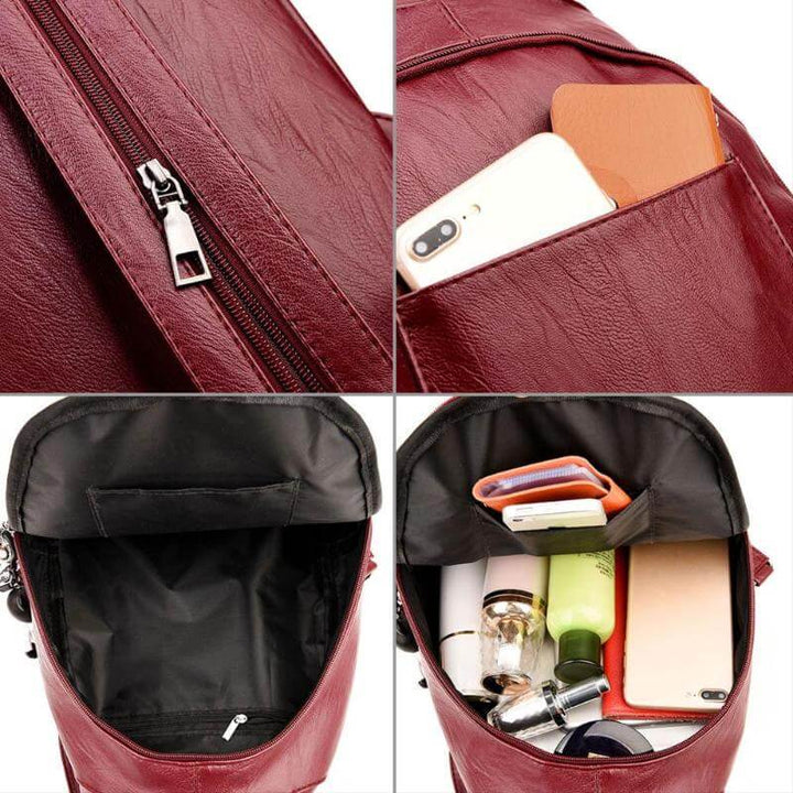 Premium Water-Resistant Leather Backpack for Women
