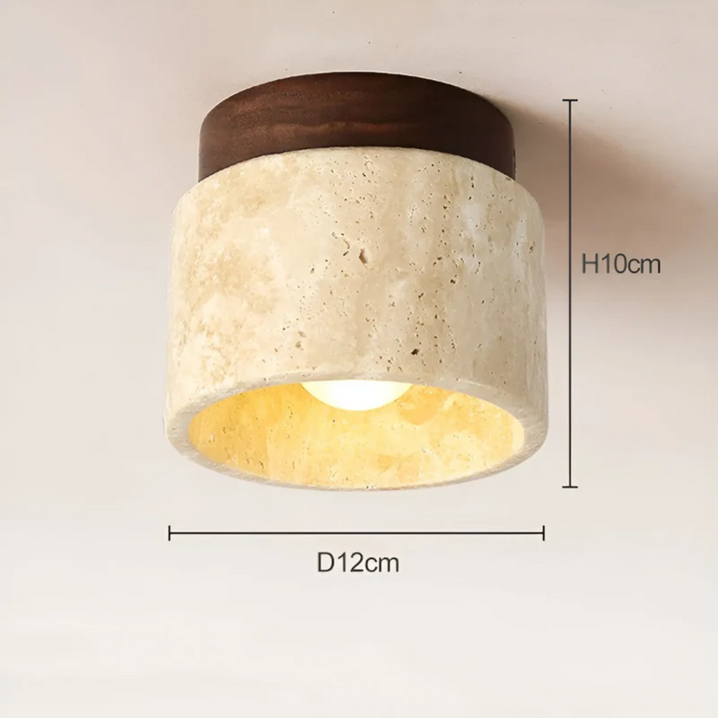 Wabi Sabi Yellow Marble Japanese Ceiling Lamp - TranquilStone-Walnut-State of Style