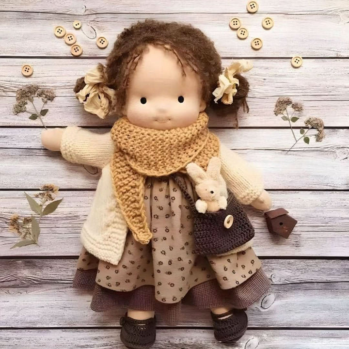 Handmade Waldorf doll made from natural materials – 30 cm tall