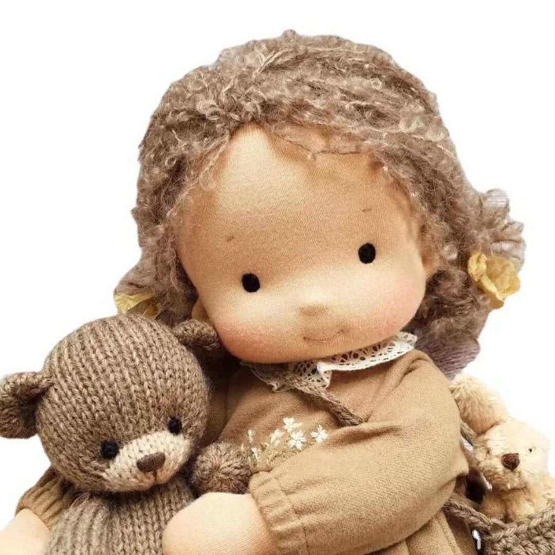 Handmade Waldorf doll made from natural materials – 30 cm tall