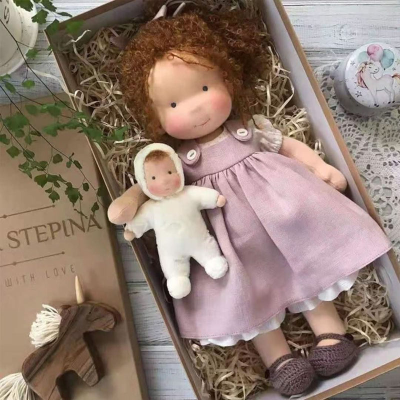 Handmade Waldorf doll made from natural materials – 30 cm tall