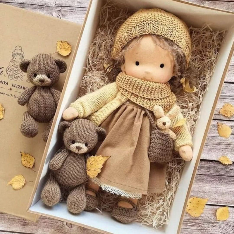 Handmade Waldorf doll made from natural materials – 30 cm tall