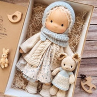 Handmade Waldorf doll made from natural materials – 30 cm tall