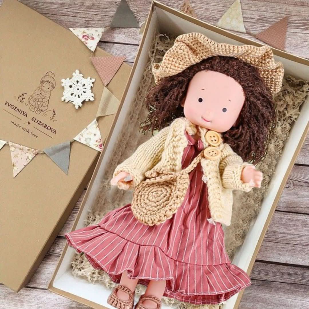 Handmade Waldorf doll made from natural materials – 30 cm tall