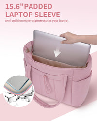 Quilted Puffer Tote with Cup Holder & Laptop Sleeve for Travel and Work