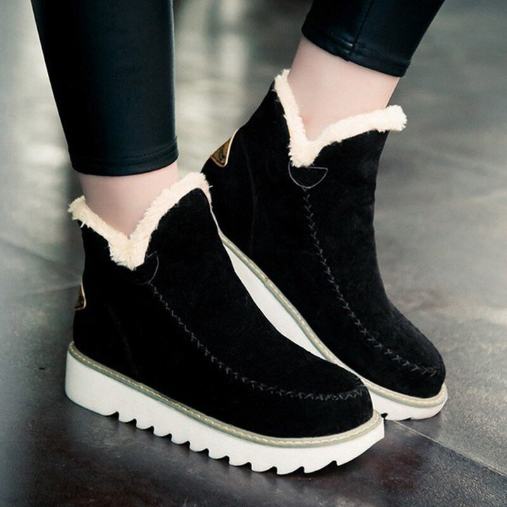 Warm and Comfortable Ladies' Fleece Boots - Olivia-Black-3.5-State of Style