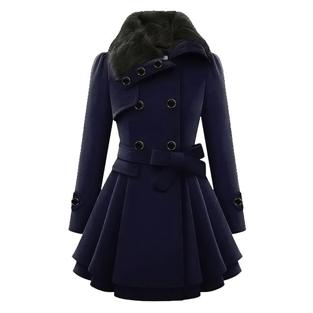 Warm and Long Women's Winter Coat - Vivienne-Blue-S-State of Style