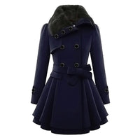 Warm and Long Women's Winter Coat - Vivienne-Blue-S-State of Style