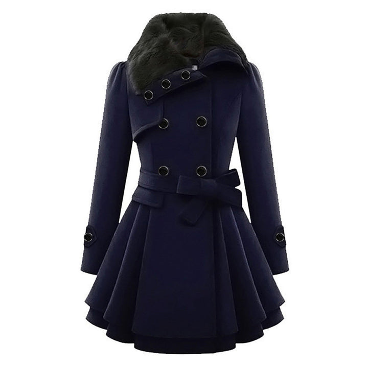 Warm and Long Women's Winter Coat - Vivienne-Blue-S-State of Style