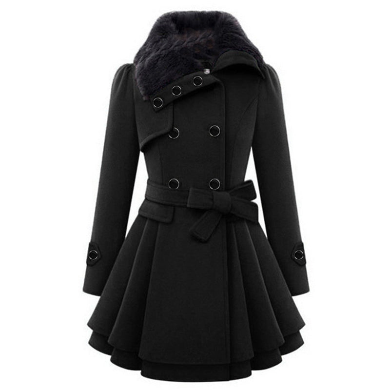 Warm and Long Women's Winter Coat - Vivienne-Khaki-S-State of Style