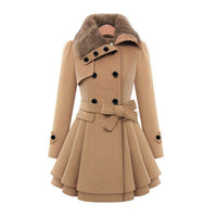 Warm and Long Women's Winter Coat - Vivienne-Khaki-S-State of Style