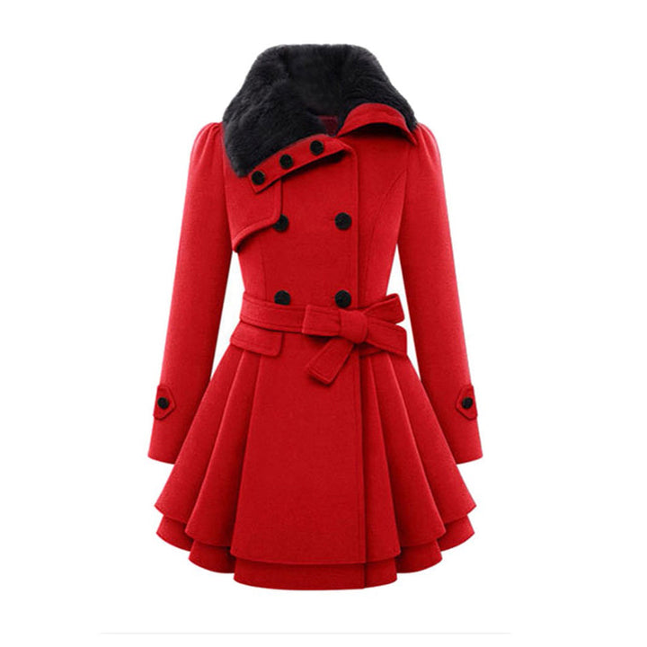 Warm and Long Women's Winter Coat - Vivienne-Red-S-State of Style