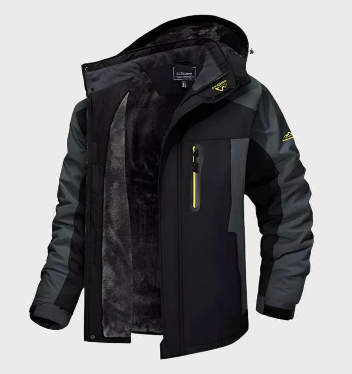 Warm and Waterproof Men's Fleece Jacket with Hood - Logan-L-Black-State of Style