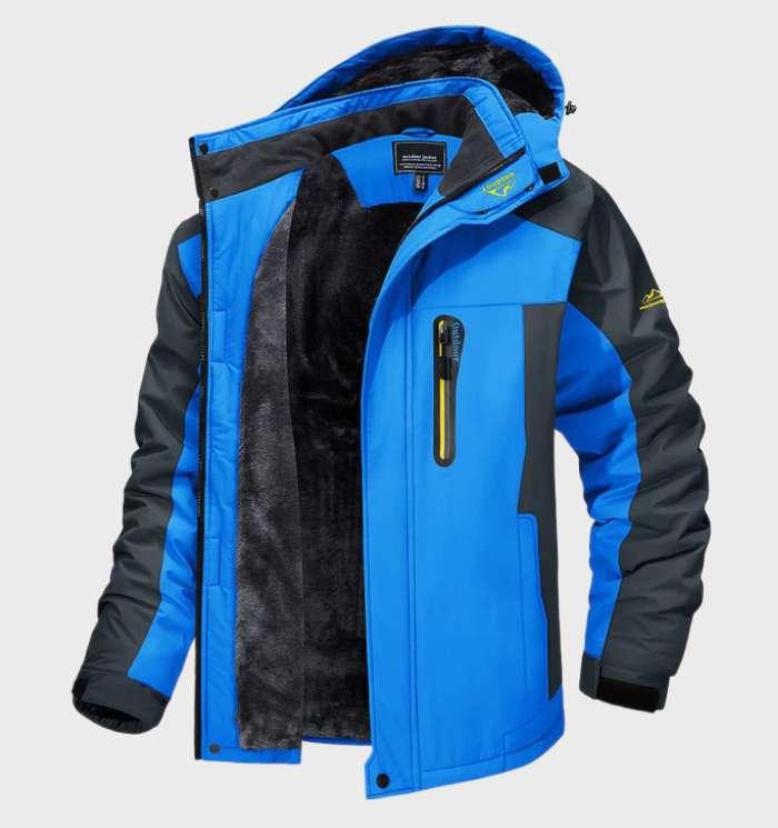 Warm and Waterproof Men's Fleece Jacket with Hood - Logan-L-Blue-State of Style