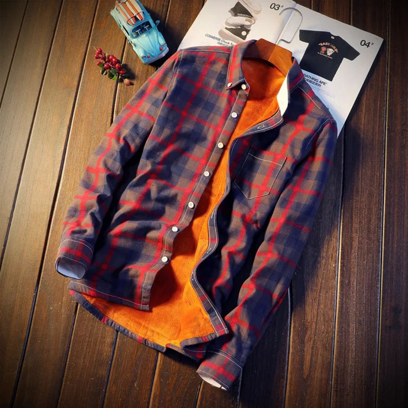 Warm Checked Cotton Shirt Ezekiel – Slim Fit for Casual Comfort-Red-M-State of Style