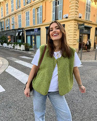 Warm & Comfortable V-neck Gilet for Women - Alina-Green-State of Style