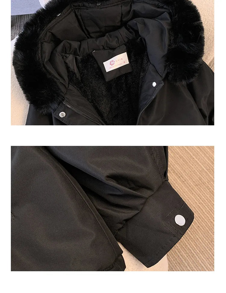 Warm Down Jacket for Women with Detachable Collar - Livia-Black-M-State of Style