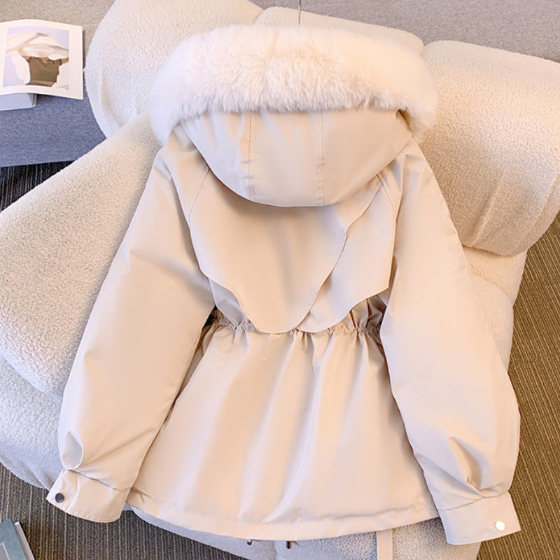 Warm Down Jacket for Women with Detachable Collar - Livia-Black-M-State of Style