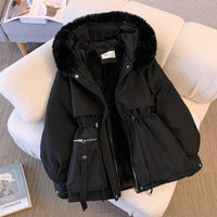 Warm Down Jacket for Women with Detachable Collar - Livia-Black-M-State of Style