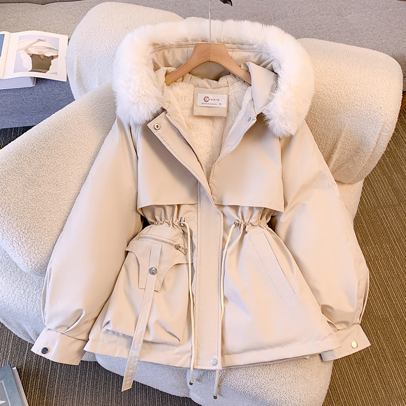 Warm Down Jacket for Women with Detachable Collar - Livia-White-M-State of Style