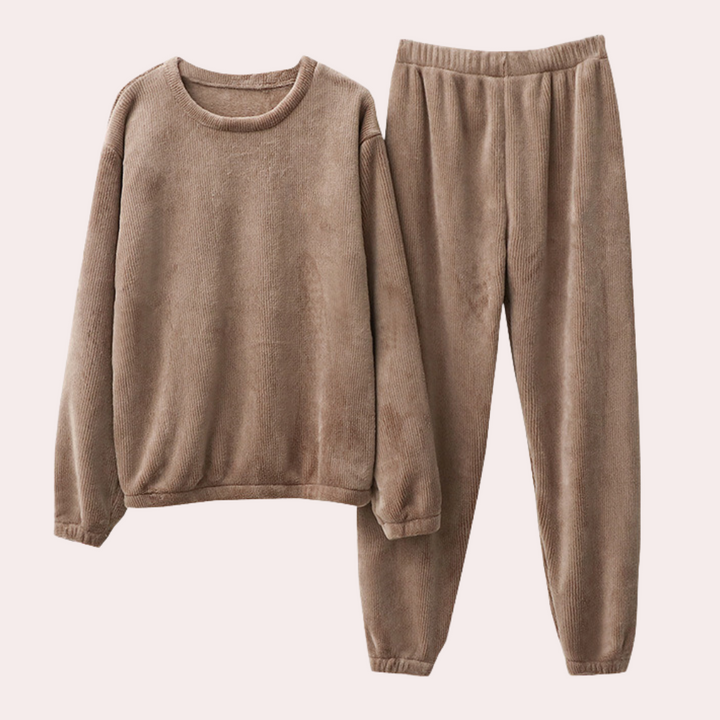 Warm Fleece Ladies Pyjama - Elina-Red-M-State of Style
