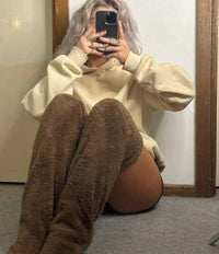 Warm Fleece Socks for Winter - SnuggleFeet-Brown-State of Style