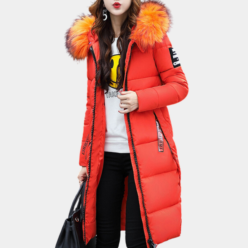Warm Ladies Puffer Jacket with Hood - Livia-Pink-XS-State of Style