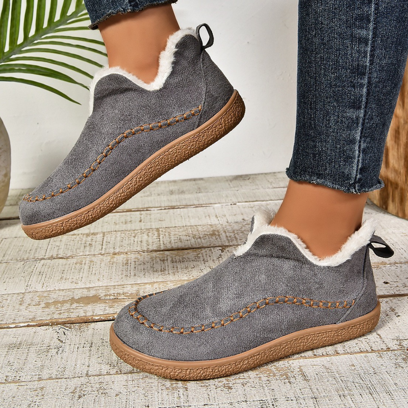 Warm Ladies' Slippers for Comfort - Selene-Grey-3-State of Style
