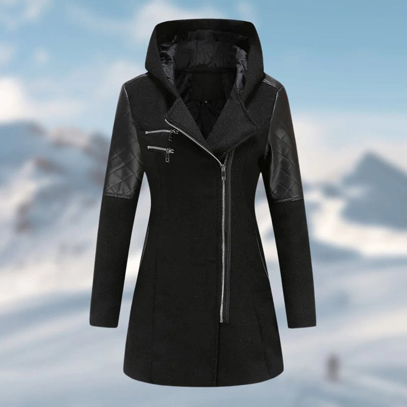 Warm Long Ladies Winter Coat - Aria-Black-S-State of Style