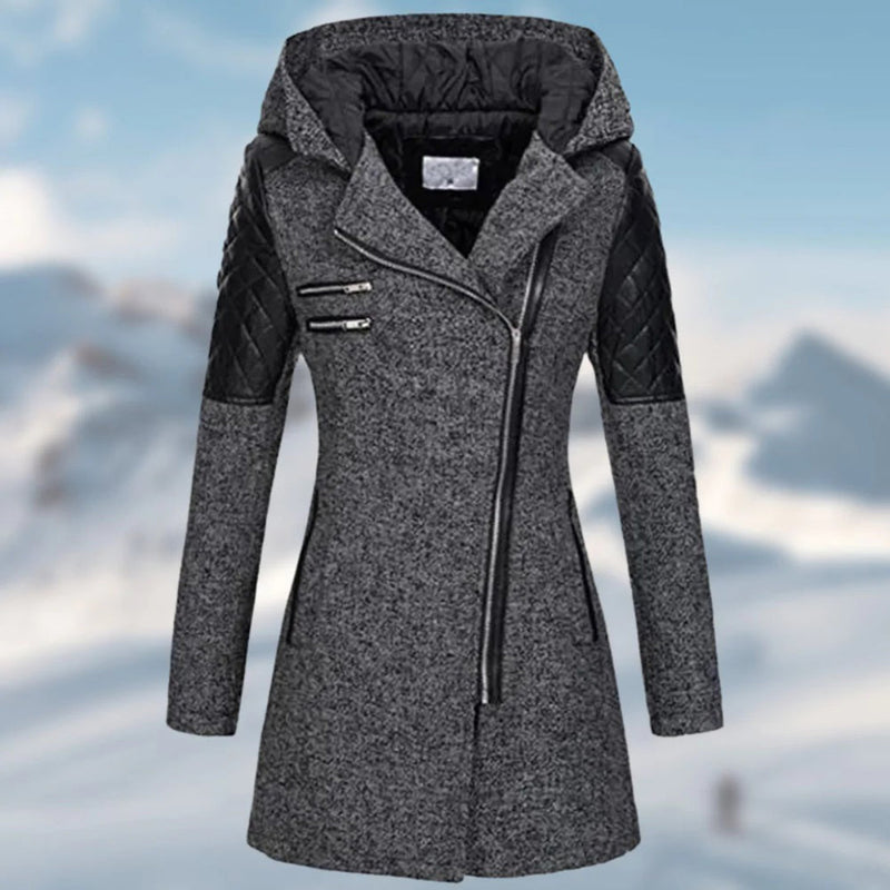 Warm Long Ladies Winter Coat - Aria-Dark Grey-S-State of Style