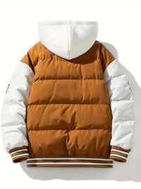 Warm Men's Puffer Jacket with Hood - Emmett-Dark Brown-XS-State of Style