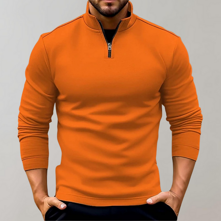Warm Men's Sweater with Zip - Alvar-Orange-S-State of Style