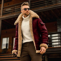 Warm Men's Winter Coat - Viktor-Bordeaux Red-S-State of Style