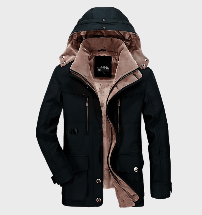 Warm Men’s Winter Jacket with Hood - Andreas-Khaki-M-State of Style