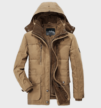 Warm Men's Winter Jacket with Hood - Andreas-M-Khaki-State of Style