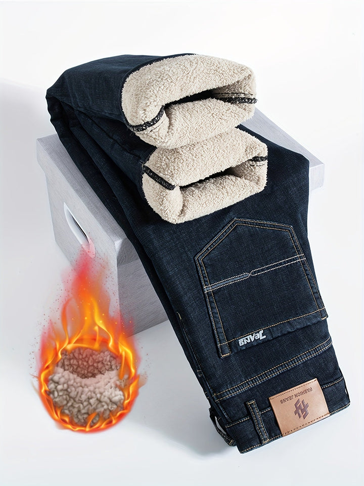 Warm Men's Winter Jeans with Fleece Lining - Grayson-Blue-10-State of Style