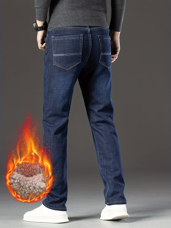 Warm Men's Winter Jeans with Fleece Lining - Grayson-Blue-10-State of Style