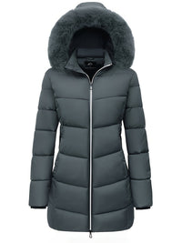 Warm Puffy Jacket with Stylish Details – Evelyne-Dark Grey-S-State of Style
