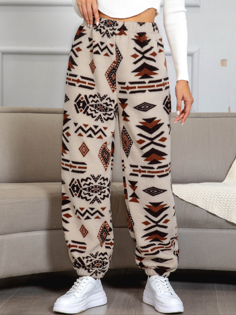 Warm Sweatpants with Aztec Print - Amira-S-State of Style