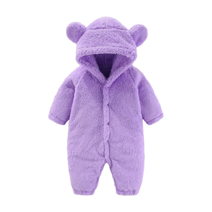 Warm Teddy Onesie with Ears – Ultimate Fleece Comfort for Kids-Purple-0-3 months (59cm)-State of Style