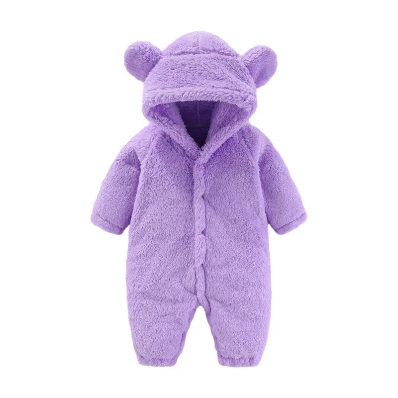 Warm Teddy Onesie with Ears – Ultimate Fleece Comfort for Kids-Purple-0-3 months (59cm)-State of Style