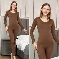 WARM THERMAL UNDERWEAR SET - SHAPING THERMAL CLOTHING FOR WOMEN-1 Set Brown-State of Style