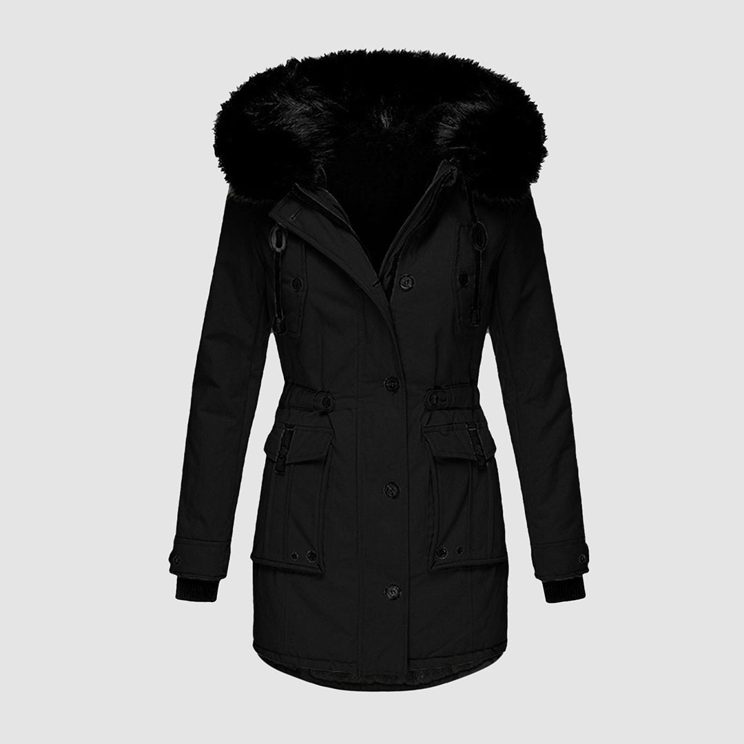 Warm Winter Coat with Fleece Lining - Tove-Black-S-State of Style