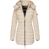 Warm Women's Down Jacket with Hood - Olivia-Khaki-S-State of Style