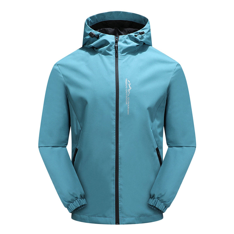 Water- and windproof outdoor jacket with hood - EcoShield-Light Blue-XS-State of Style