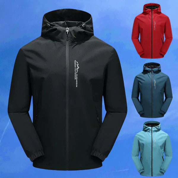 Water- and windproof outdoor jacket with hood - EcoShield-Red-XS-State of Style