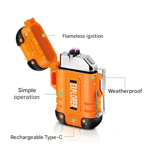Waterproof and Windproof Storm Lighter - SurvivalFlame-Orange 1-State of Style