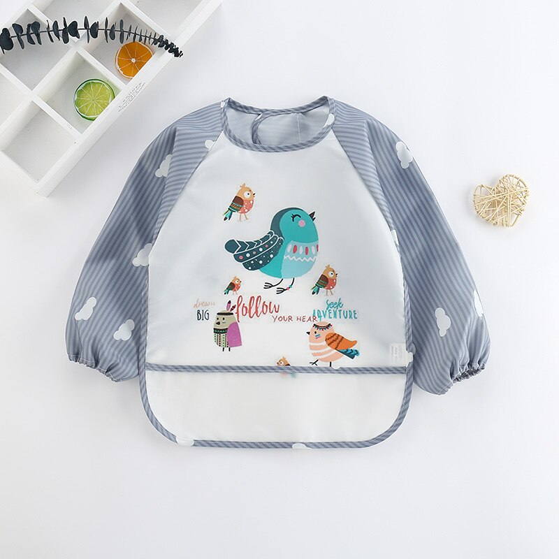 Waterproof Baby Bib Overall with Long Sleeves-Bird-0-3 Years old-State of Style