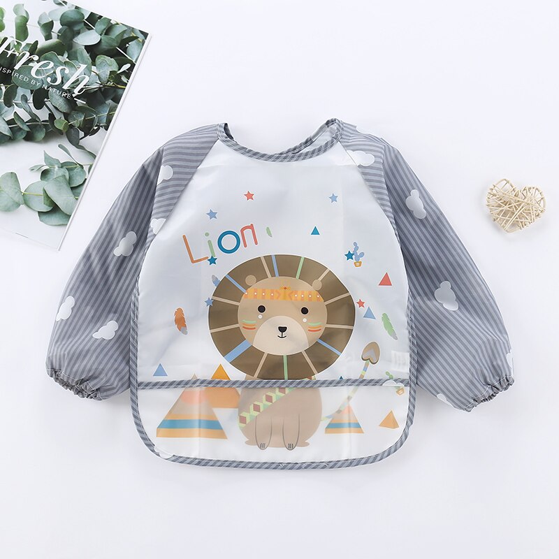 Waterproof Baby Bib Overall with Long Sleeves-Lion-0-3 Years old-State of Style
