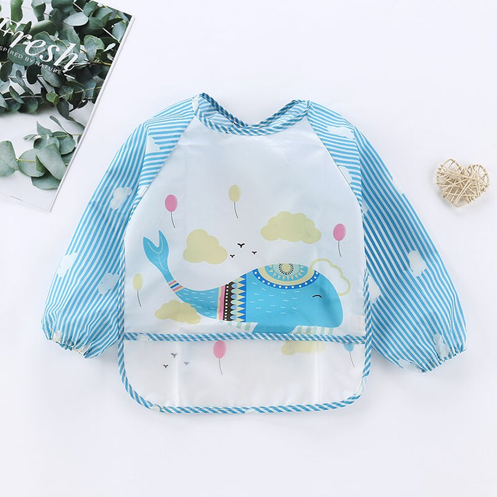 Waterproof Baby Bib Overall with Long Sleeves-Whale-0-3 Years old-State of Style